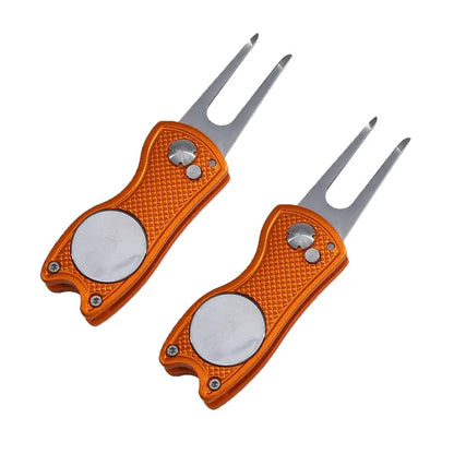 Foldable Golf Divot Repair Tool – Ball Marker & Groove Cleaner Putting Green Fork Accessory