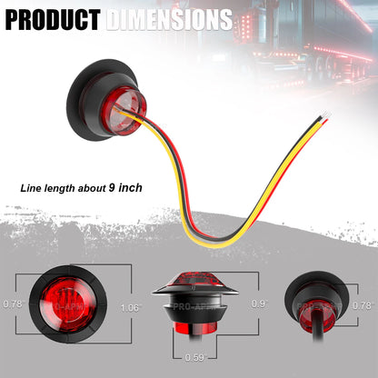 10PCS Strobe LED Side Marker Lights – 12-24V Clearance Indicator for Cars, Trucks, Trailers & RVs