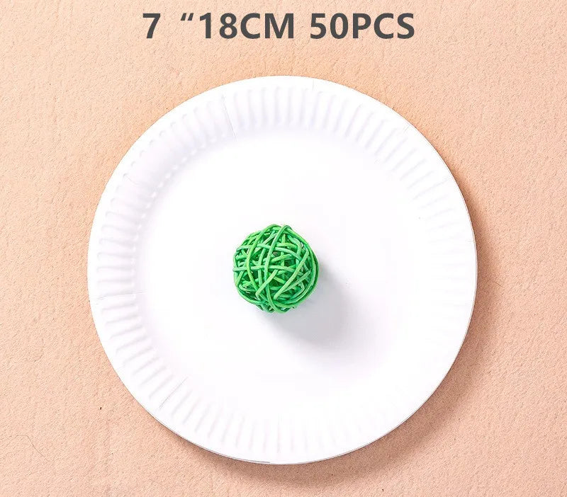 50PCS Disposable Paper Plates for Party, Picnic, DIY Drawing & Kids Craft Activities