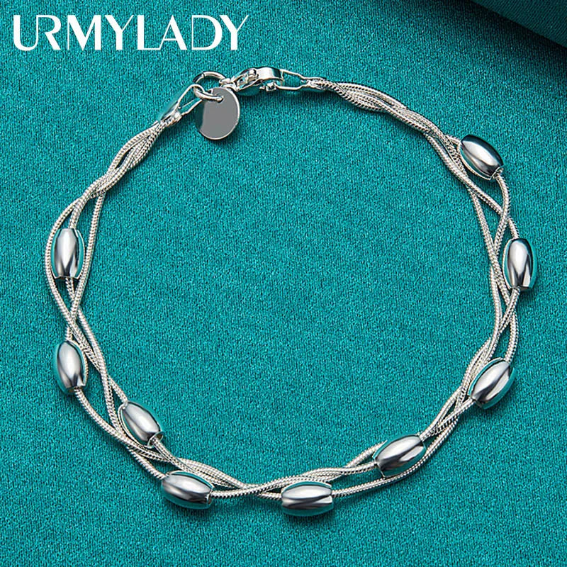 925 Sterling Silver Bracelet — Fashion Design Beaded Chain, High-Quality Jewelry for Women, Ladies, and Wedding Gifts
