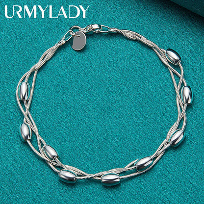925 Sterling Silver Bracelet — Fashion Design Beaded Chain, High-Quality Jewelry for Women, Ladies, and Wedding Gifts