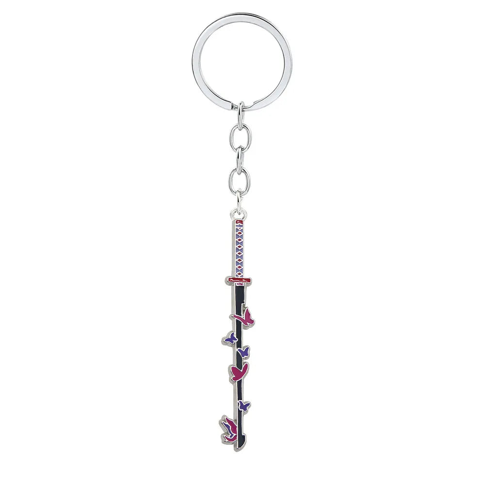 Anime Demon Slayer Sword Keychain – Mini Japanese Katana Enamel Pendant Souvenir Key Ring Bag Charm Exquisite Gift Decor