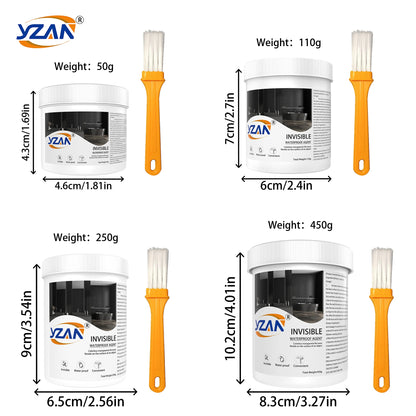 450g Polyurethane Waterproof Coating Sealant – Invisible Nano Repair Glue with Brush for Roof, Bathroom & Wall Cracks, Freeze-Resistant