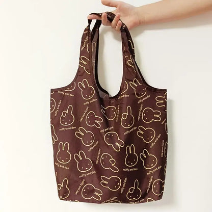 Kawaii Rabbit Shopping Tote Bag - Cute Miffy Style Foldable High Capacity Shoulder Bag Gift for Girls
