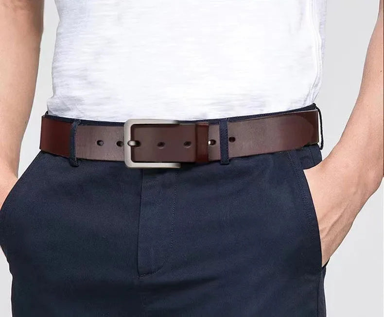 Men’s Luxury Designer PU Leather Belt – Adjustable Alloy Buckle for Jeans & Business (105-125cm)