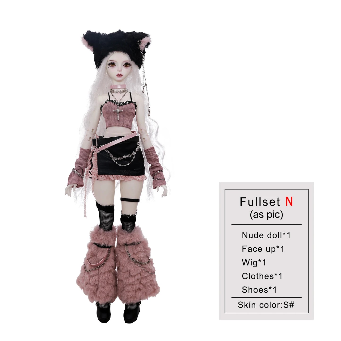 Celia N Y2K Baddie 1/4 BJD Doll – Fullset Pastel Punk Pink Cyber Style, Sweet Honey Girl ShugaFairy Collectible Figure