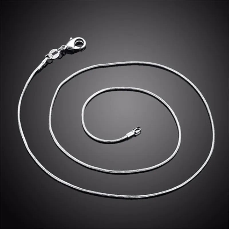 1MM 925 Sterling Silver Snake Chain Necklace – High-Quality Fashion Jewelry for Men & Women