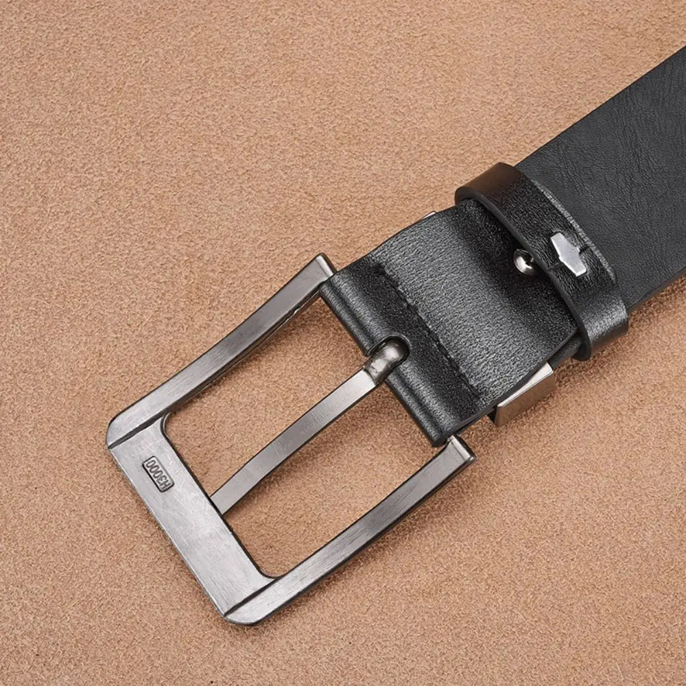 2024 Men’s Genuine Leather Belt – High-Quality Cowskin Casual & Business Buckle Waistband