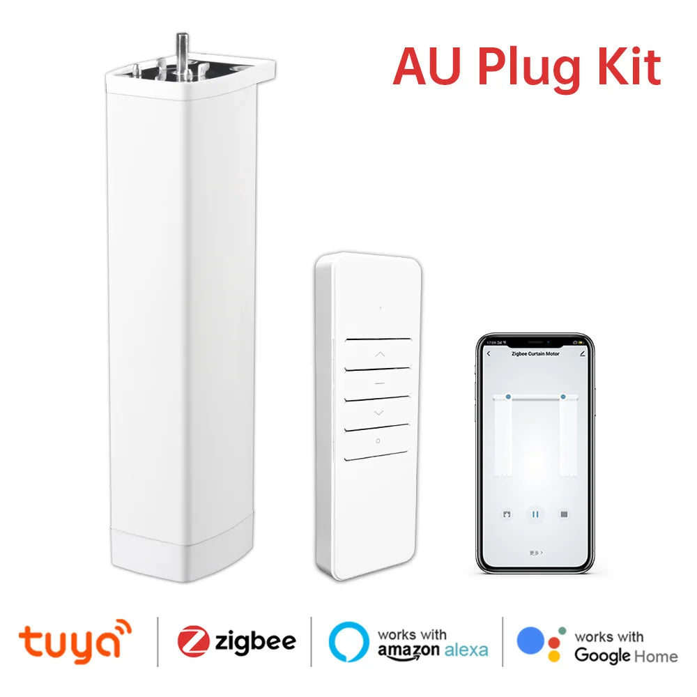Smart Tuya WiFi/ZigBee Electric Curtain Shutter Motor – 22.5CM, RF Remote, App Control, Alexa, Google Assistant & SmartThings Compatible
