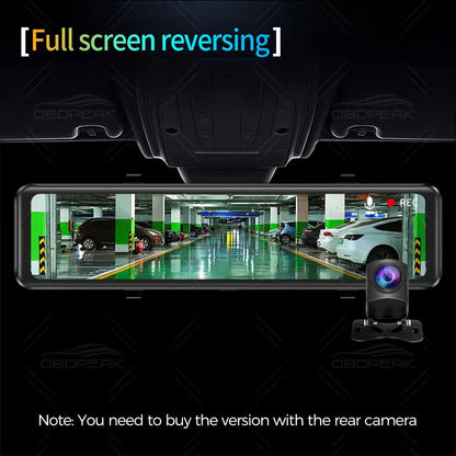 OBDPEAK K4 11.26" Rearview Mirror Dash Cam - 4K 3840x2160P, CarPlay, Android Auto, WIFI, GPS Navigation, Video Recorder
