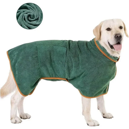Absorbent Quick Dry Pet Bathrobe – Dog & Cat Bath Towel Robe for Small & Large Pets, Fast Drying Pet Cleaning Supplies