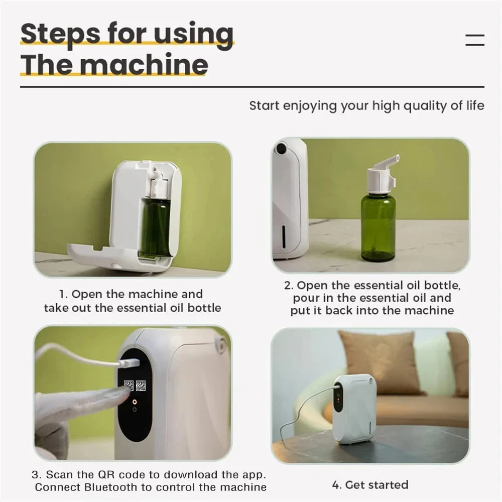 Aroma Diffuser Scent Machine – Bluetooth APP-Controlled Fragrance Distributor with 200m³ Coverage for Home