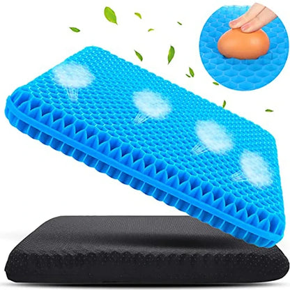Gel Seat Cushion – Double Thick Egg Gel Pad for Pressure Relief, Breathable Soft Cushion for Car & Office Chair