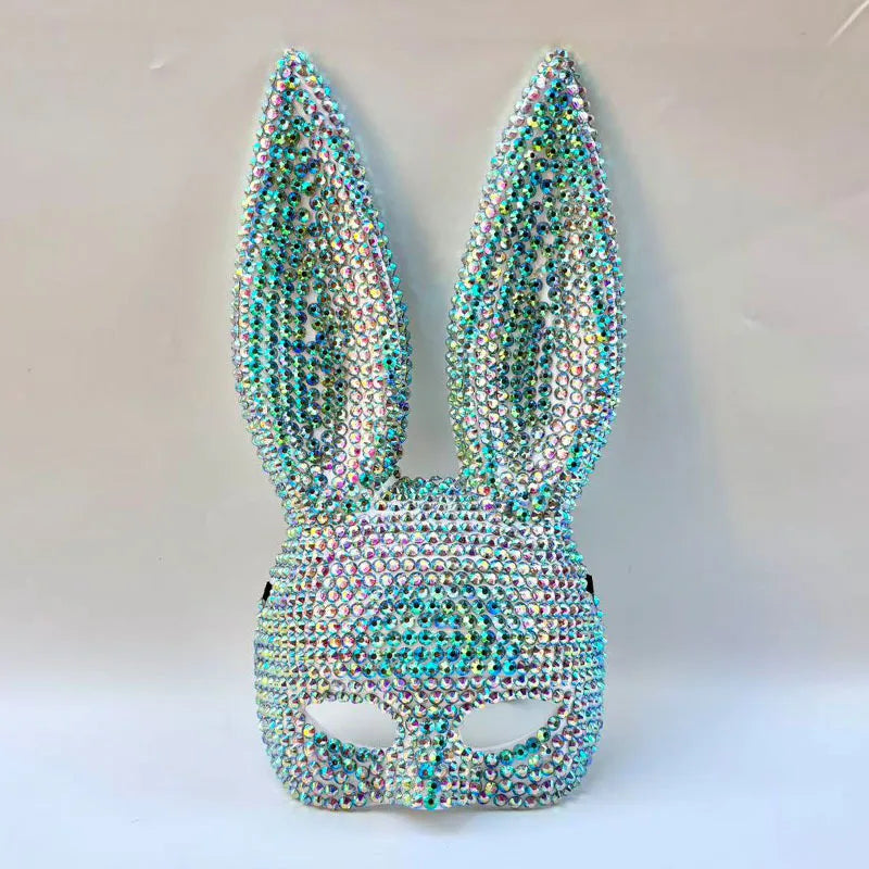 Halloween Sequin Rabbit Mask Costume – Masquerade Animal Cosplay Prop for Party, Performance, Comic Con & Drama Stage Wear