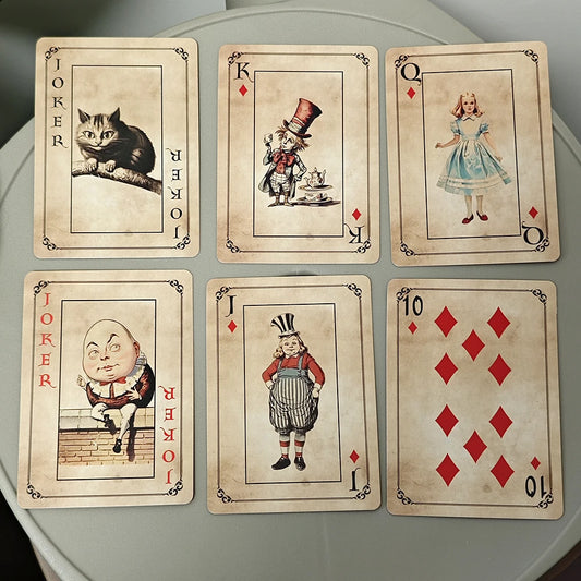 Alice in Wonderland Playing Cards – 54-Piece Full Deck (9×6.5cm) for Poker, Crafts & Scrapbooking