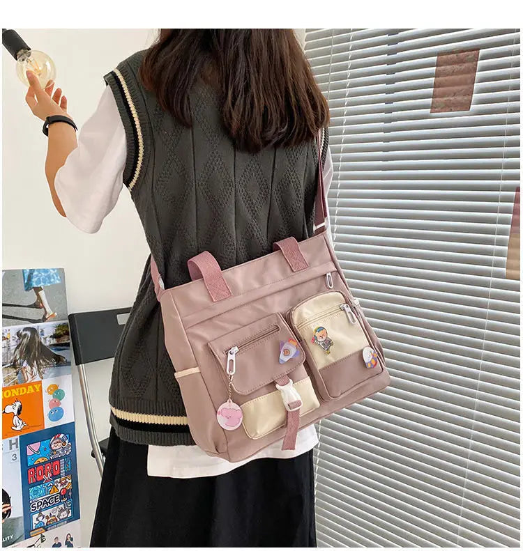 Waterproof Canvas Women’s Handbag – Nylon Shoulder Tote, Oxford Crossbody Messenger Bag for Girls