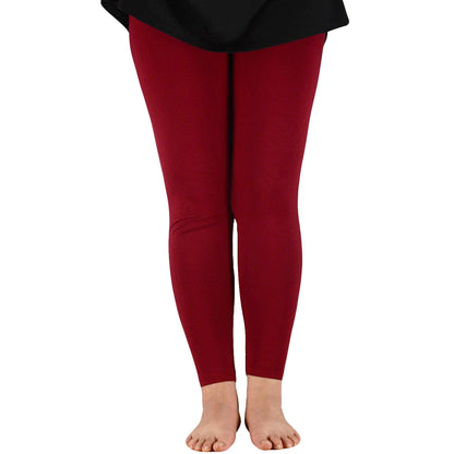 Women Bamboo Fiber Elastic Waist Leggings – Plus Size High Stretch Casual Workout Basic Pants Soft Comfortable Fitness Leggings