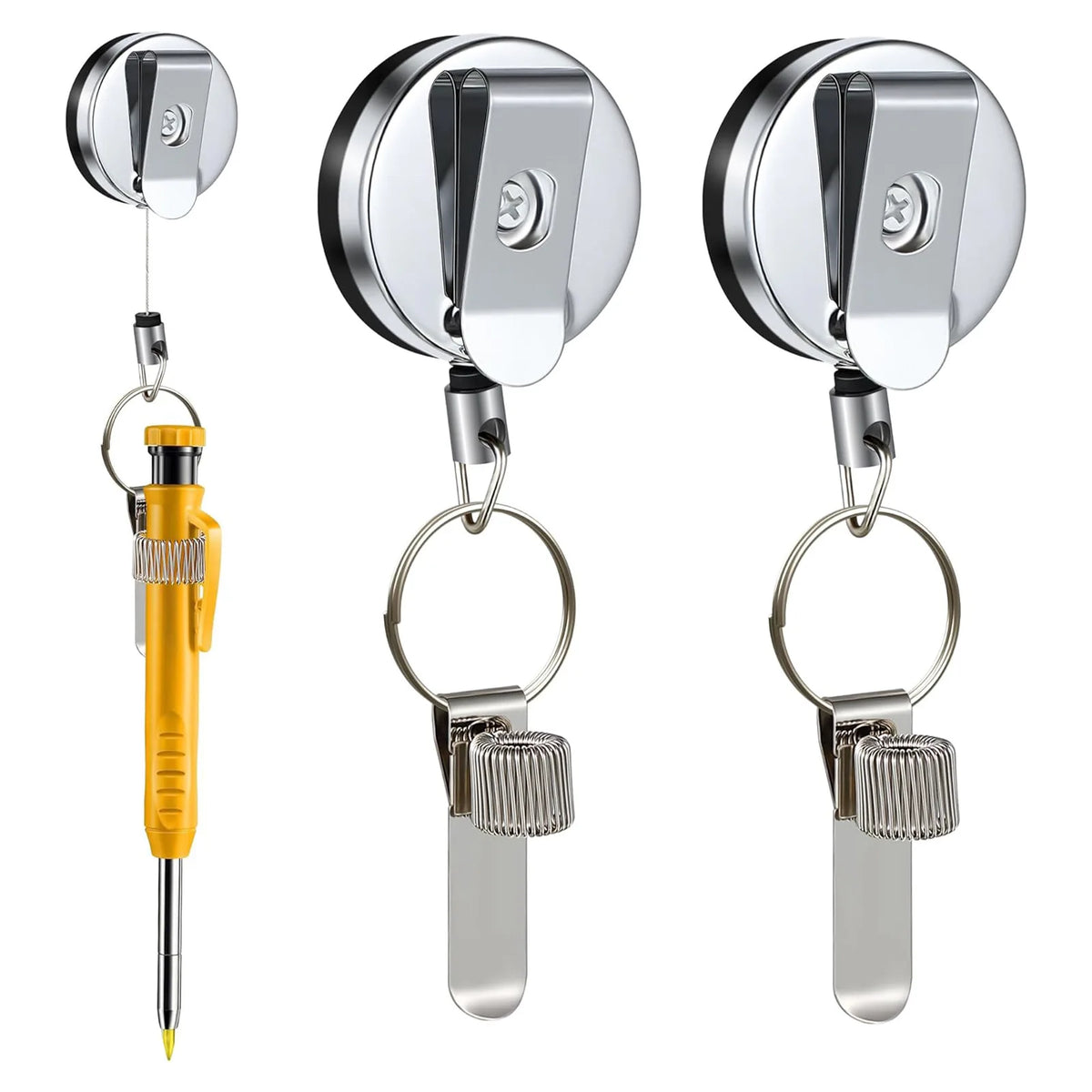 Retractable Pen Holder - Universal Pen Lanyard with Belt Clip & Key Ring for Carpenters, Nurses, Waiters & Workers