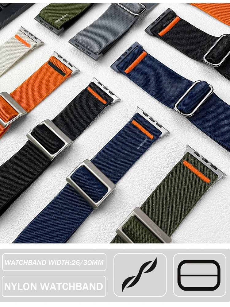 Nylon Strap for Apple Watch Band – Compatible with iWatch Series 9, 8, 7, SE, Ultra 2, 44mm-49mm, Watchband Accessories