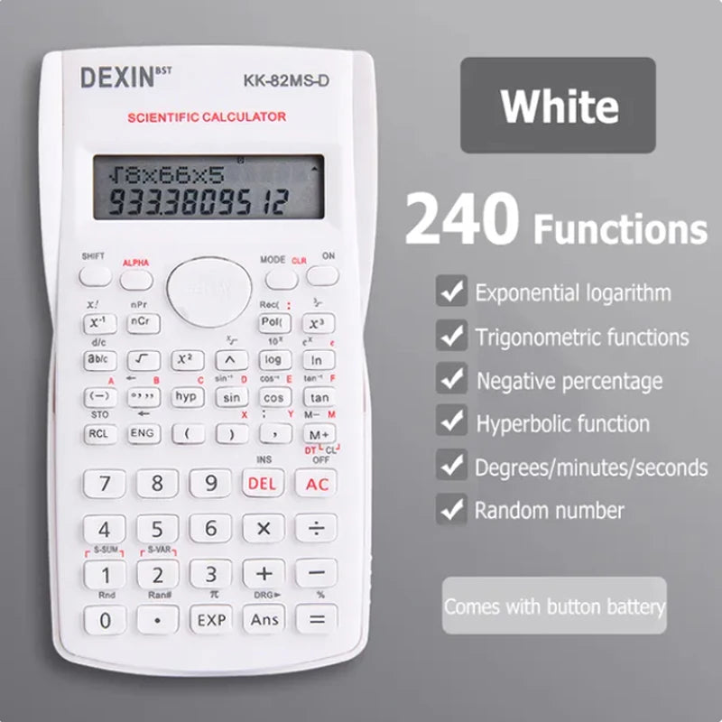 Multifunctional Scientific Calculator – Large Screen Portable Student Math Calculator for School, Office & Exam Use
