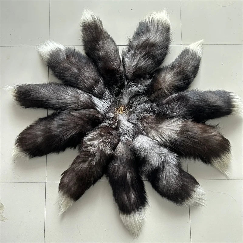 2024 Natural Fox Fur Tail Keychain – Chic Y2K Furry 40cm Keyring Accessory for Women’s Car Keys