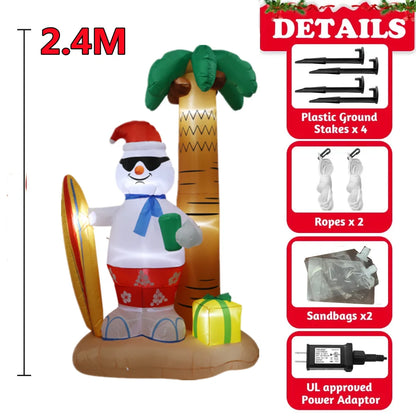Inflatable Christmas Decorations – Tree, Snowman, Santa, Bear & Gingerbread Man with Built-in LED for Outdoor Garden & Party Decor