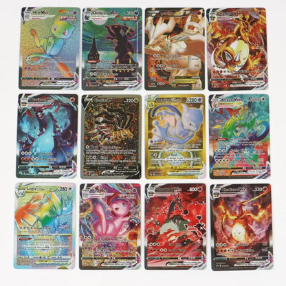 60-100Pcs English Pokemon Cards – Holographic EX, Vstar, Vmax, GX, Charizard, Mewtwo & Evolution Combos