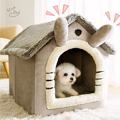Foldable Pet Sleeping Bed - Removable & Washable Cat/Dog Bed - Cozy Kennel for Indoor Use, Perfect Cat Nest or Dog House