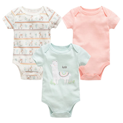 3/6PCS Baby Cotton Bodysuits – Short Sleeve Onesies for Newborns & Toddlers 0-12 Months, Boys & Girls