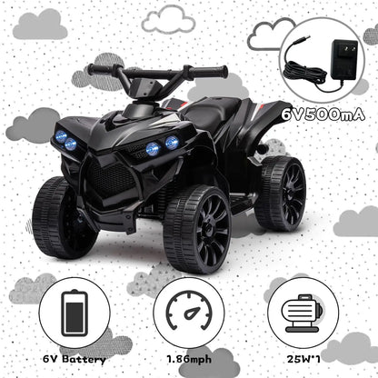 6V Kids Ride-On ATV 4-Wheeler – Electric Quad Car with Music, Foot Pedal, 1.8MPH Max Speed & Durable Wheels