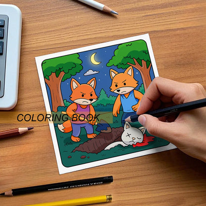 Crime Scenes Cute & Cozy Coloring Book - 24-Page Adorable Creepy Creatures Halloween DIY Drawing Book for Adults