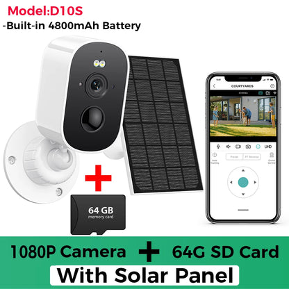 1080P WiFi Solar Security Camera – Wireless Outdoor Bullet Camera with PIR Motion Alarm, Two-Way Audio & Cloud Storage