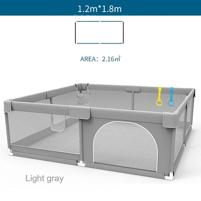 IMBABY Baby Playpen – Light Gray Corralito with Pull Ring, Child Safety Barrier Fence and Ball Box for Baby Playground
