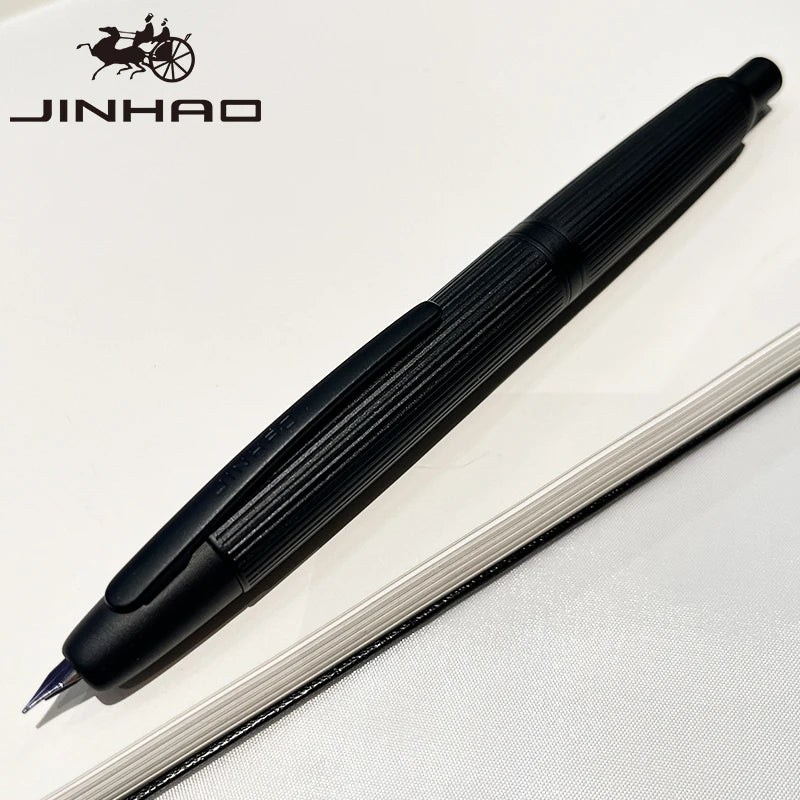 Jinhao 10 Metal Fountain Pen – Press-Out Nib, Retractable Fine Nib with Ink Converter