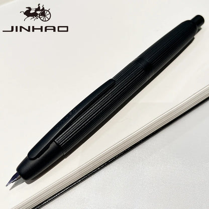 Jinhao 10 Metal Fountain Pen – Press-Out Nib, Retractable Fine Nib with Ink Converter