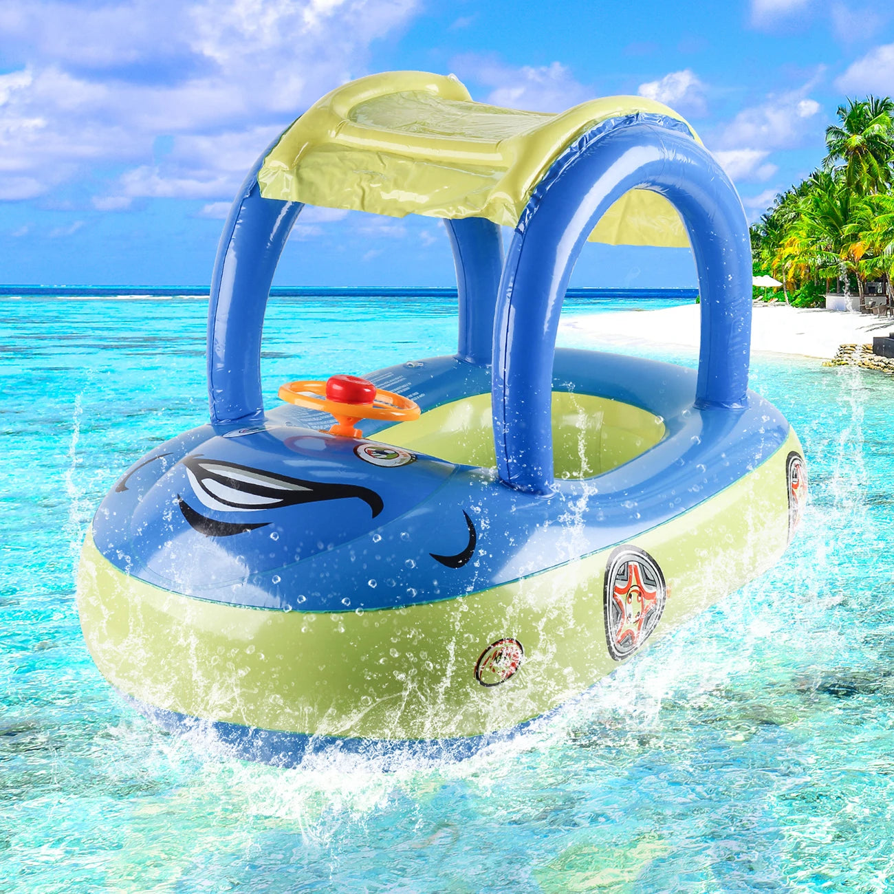 Car Shape Pool Float - Fun Swimming Ring Beach Toy for Kids & Adults