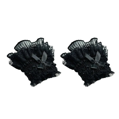Gothic Lolita Lace Wrist Cuffs - Bowknot Maid Cosplay Accessories for Women & Girls