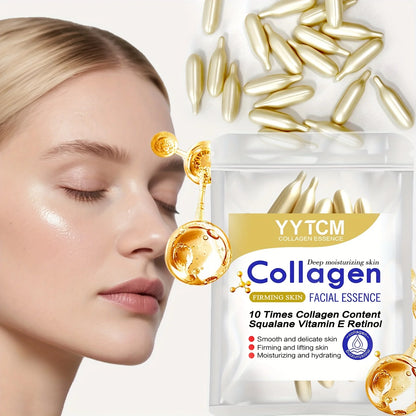Collagen Firming Capsule Serum 30 Capsules - Hydrating Facial Serum with Plant-Based Squalane, Retinol & Vitamin E