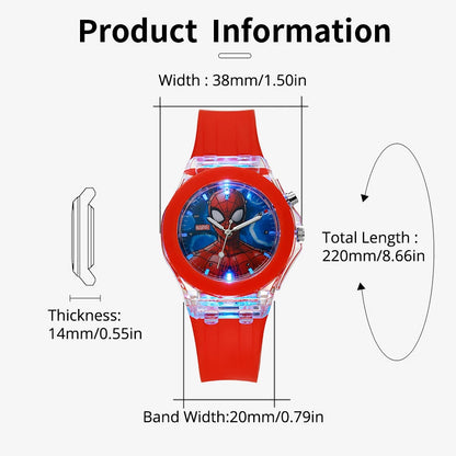 Spider-Man Kids Flash Light Watch - Silicone Strap Cartoon Digital Toy Clock Gift for Boys