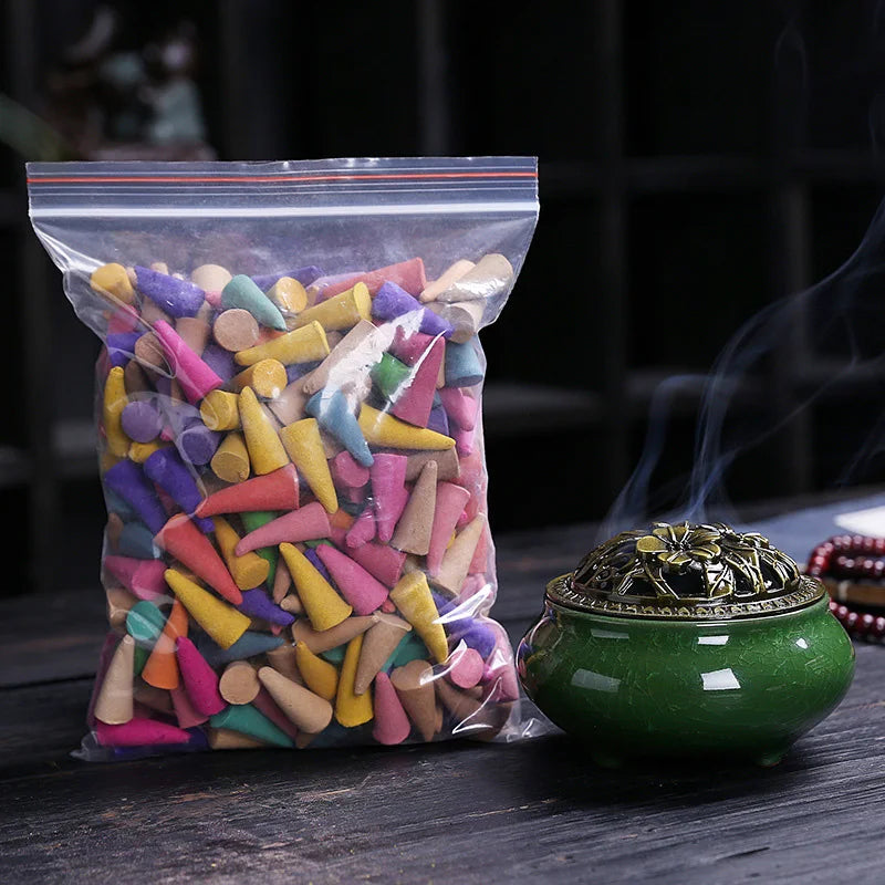60PCS Mixed Incense Cones – Aromatherapy Backflow Sandalwood Scents for Yoga, Anxiety Relief & Relaxation