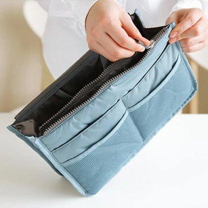 Multifunctional Bi-Fold Storage Bag - Double Zipper Large Capacity Makeup Toiletries Organizer for Easy Storage Arrangement