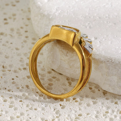 Women's Stainless Steel Rhinestone Sun Layer Ring – Elegant Tarnish-Free Party Jewelry Gift