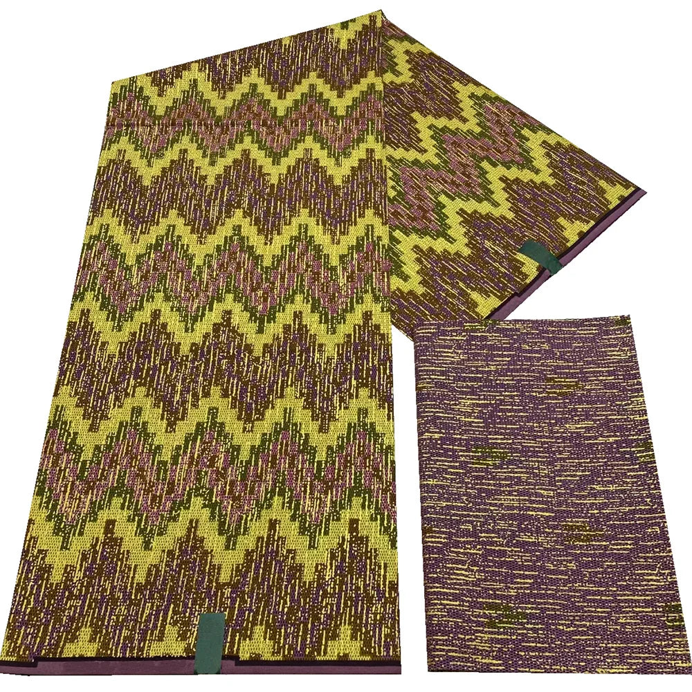Kente Golden Wax Cotton Fabric - African Dutch Nigerian Ankara Batik Party Dress Fabric 2+4 Yards