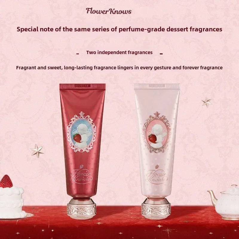 Flower Knows Strawberry Cupid Scented Hand Cream – Moisturizing & Nourishing Whitening Skin Care Lotion for Women 50ml