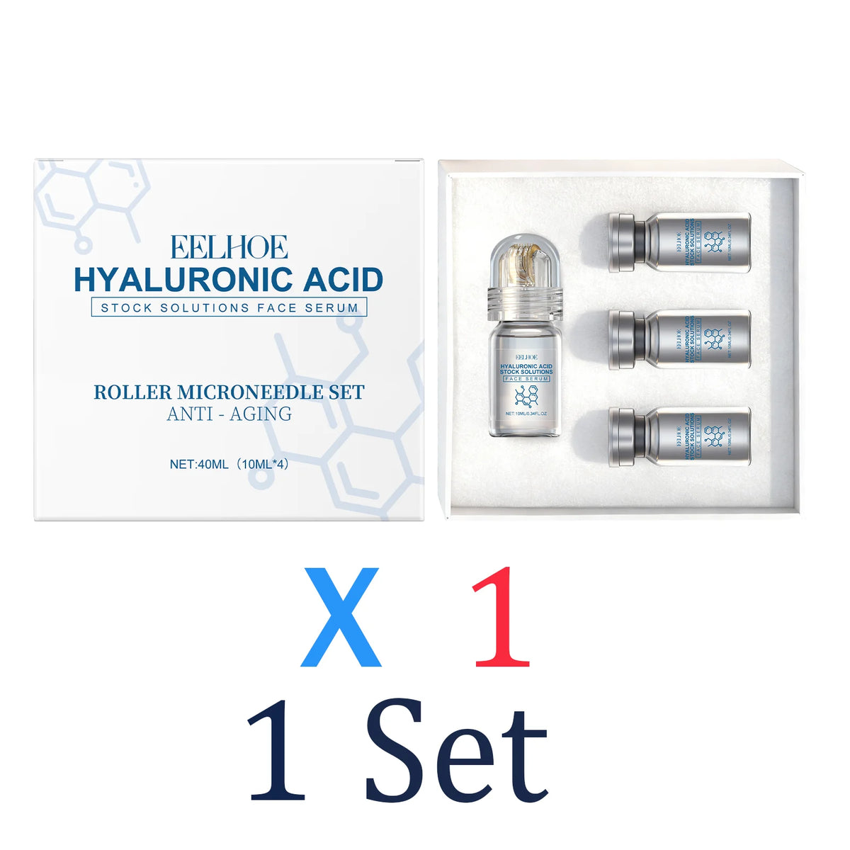 Niacinamide Microneedle Serum Kit - 0.25mm Facial Skincare Roller & 30ml Moisturizing Day Cream