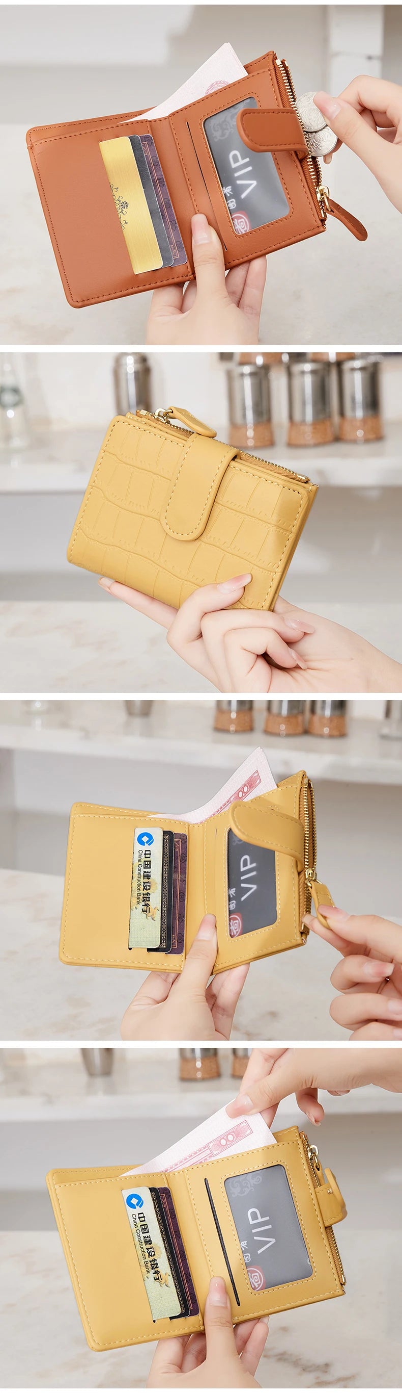 2024 New Minimalist Women’s Wallet — High-Quality PU Leather Short Coin Purse, Fashionable Double-Fold Zero Wallet Holder