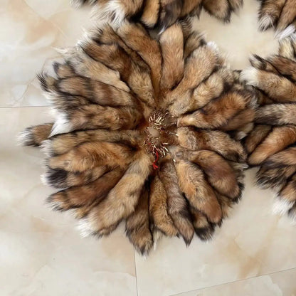 Real Fox Fur Tail Keychain – Large Natural Fur Pendant for Cosplay, Bags, Cars, and Women
