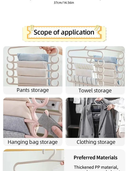 1/2/3pcs Multifunctional Pants Rack – Space-Saving 5-Layer Trousers Hanger for Closet & Clothes Storage