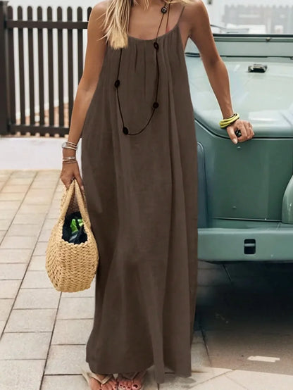 Women Strapless Backless Maxi Dress - Loose Comfortable Casual Home Sleepwear Long Dress