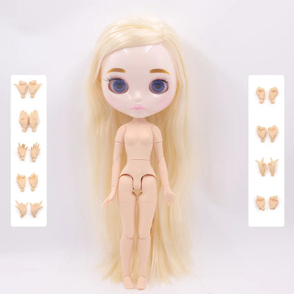 ICY DBS Blythe Doll 1/6 Joint Body 30cm BJD – Shiny Face with Extra Hands, DIY Fashion Doll Gift
